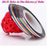 Kit 10 Rolos de Fitas Adesivas para Decoração de Unhas